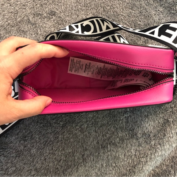 Disney Mickey Mouse Pink Black and White Polka Dot Adjustable Crossbody Bag - Picture 3 of 9